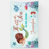 海の人魚の女の子に3歳の誕生日 横断幕 (縦)