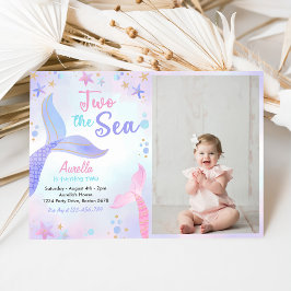 海の人魚の女の子2nd誕生日の写真 招待状