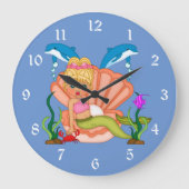 海の人魚の子どもたちの下でかわいい ラージ壁時計 (正面)