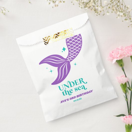 海の人魚の尾の誕生日パーティーの好意の下 フェイバーバッグ (封をした状態)