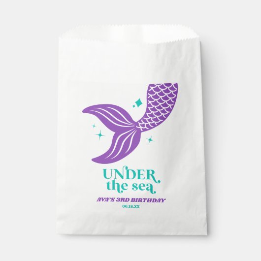 海の人魚の尾の誕生日パーティーの好意の下 フェイバーバッグ (正面)