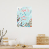 海の人魚の歓迎のサインの下で ポスター (キッチン)