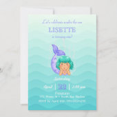 海の人魚の泡小さな女の子の下 招待状 (正面)