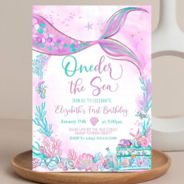 海の人魚の編集可能なワンダー、紫と青緑の最初の1つ 招待状