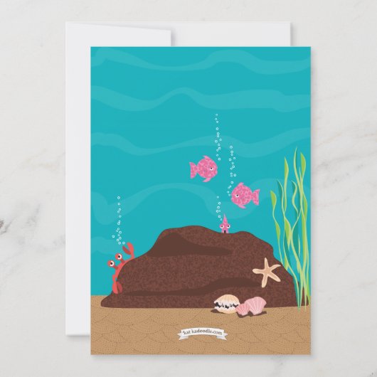 海の人魚の誕生日のパーティの招待状の下 招待状 (裏面)