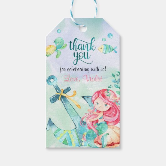 海の人魚の誕生日の下 ギフトタグ (正面)