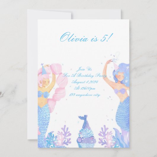 海の人魚の誕生日の招待状の下に セーブザデート (正面)