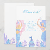 海の人魚の誕生日の招待状の下に セーブザデート (正面/裏面)