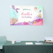 海の人魚の誕生日の旗のピンクの金ゴールドの下 横断幕 (トレードショー)