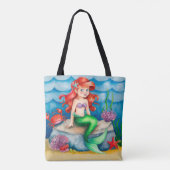 海の人魚の誕生日パーティギフトの下で トートバッグ (裏面)
