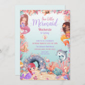 海の人魚の誕生日パーティーの下で魅惑的 招待状 (正面/裏面)