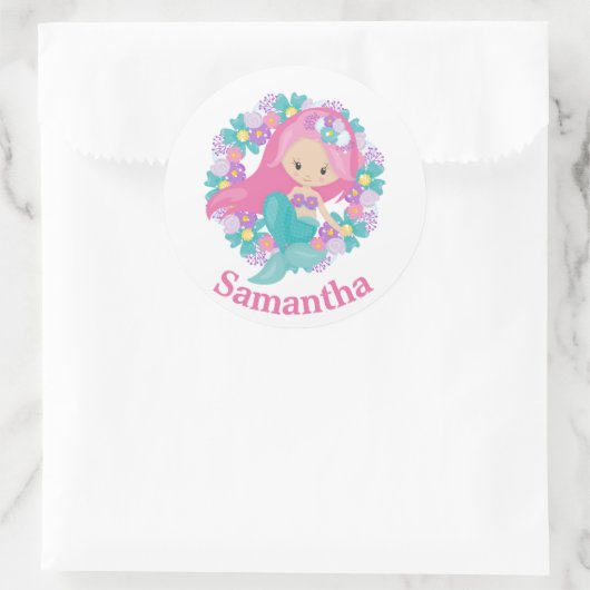 海の人魚の誕生日パーティーの下で ラウンドシール (バッグ)