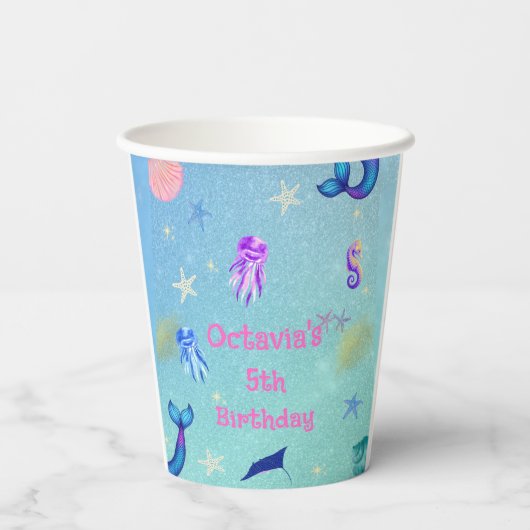 海の人魚の誕生日パーティーの下 紙コップ (裏面)