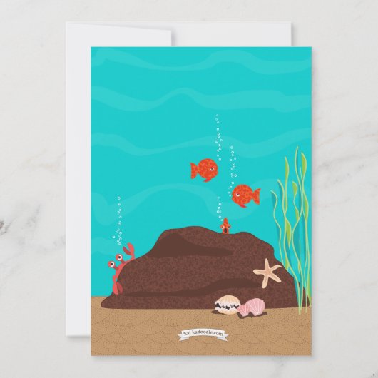 海の人魚の誕生日パーティーの招待の下 招待状 (裏面)