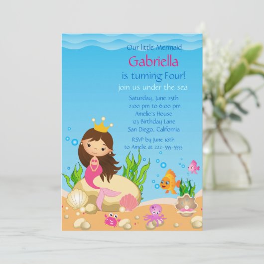 海の人魚の誕生日パーティーの招待の下 招待状 (スタンド正面)
