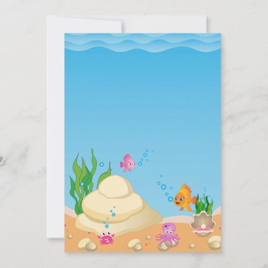 海の人魚の誕生日パーティーの招待の下 招待状 (裏面)