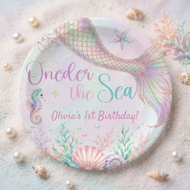 海の人魚の誕生日ペーパープレート ペーパープレート