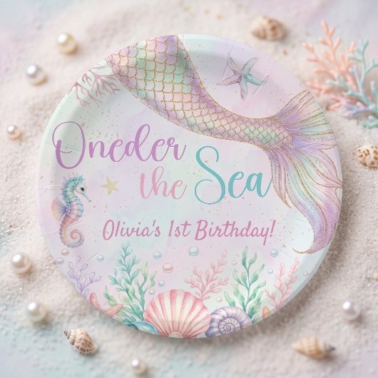 海の人魚の誕生日ペーパープレート ペーパープレート