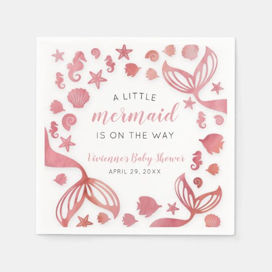 海の人魚の赤ちゃんシャワーの下 スタンダードカクテルナプキン (正面)