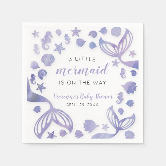 海の人魚の赤ちゃんシャワーの下 スタンダードカクテルナプキン (正面)