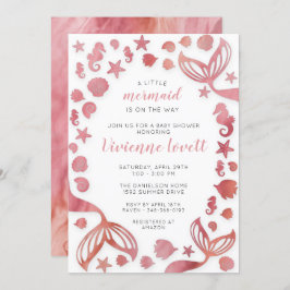 海の人魚の赤ちゃんシャワーの下 招待状