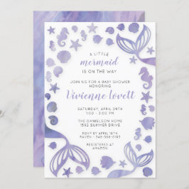 海の人魚の赤ちゃんシャワーの下 招待状