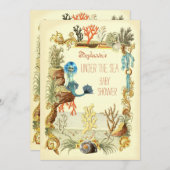 海の人魚の赤ん坊のシャワーの下 招待状 (正面/裏面)