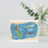 海の人魚の郵便はがきの緑の娘 ポストカード (スタンド正面)