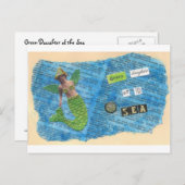 海の人魚の郵便はがきの緑の娘 ポストカード (正面/裏面)