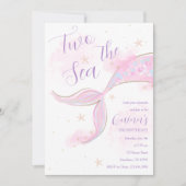 海の人魚の2歳誕生日プールパーティー招待状 招待状 (正面)