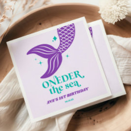 海の人魚のONEderファーストバースデーパーティー スタンダードカクテルナプキン
