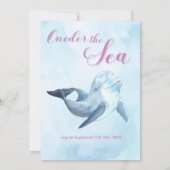 海の人魚パープルの1番目の誕生日の女の子のワンダー 招待状 (裏面)