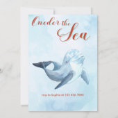 海の人魚ブラウンの誕生日の女の子のワンダー 招待状 (裏面)
