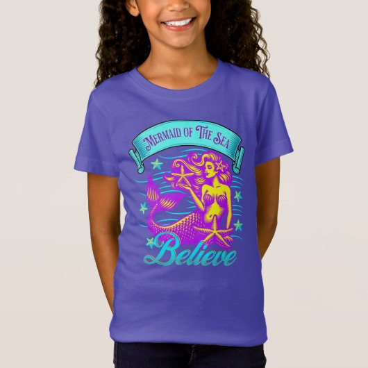 海の人魚信じ車 Tシャツ (正面)