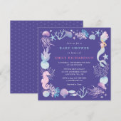 海の人魚 赤ちゃん歓迎会 招待状 (正面/裏面)