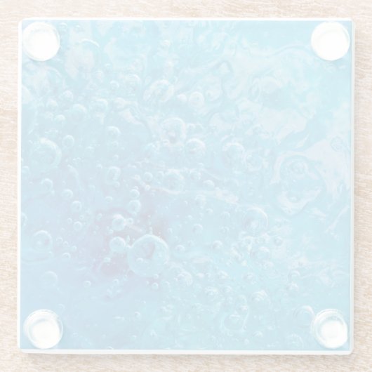 海の以下の抽象的で青い泡 ガラスコースター (裏面)