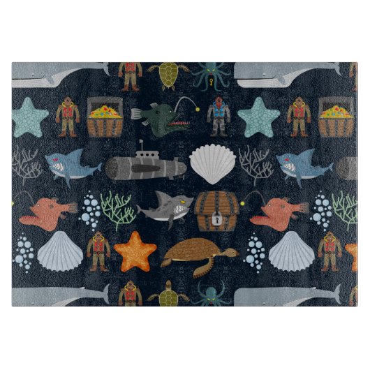 海の住民パターン1 カッティングボード (正面)