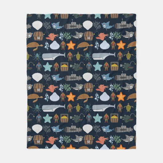 海の住民パターン1 フリースブランケット (正面)