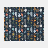 海の住民パターン1 フリースブランケット (正面(横))