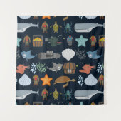 海の住民パターン タペストリー (正面(横))