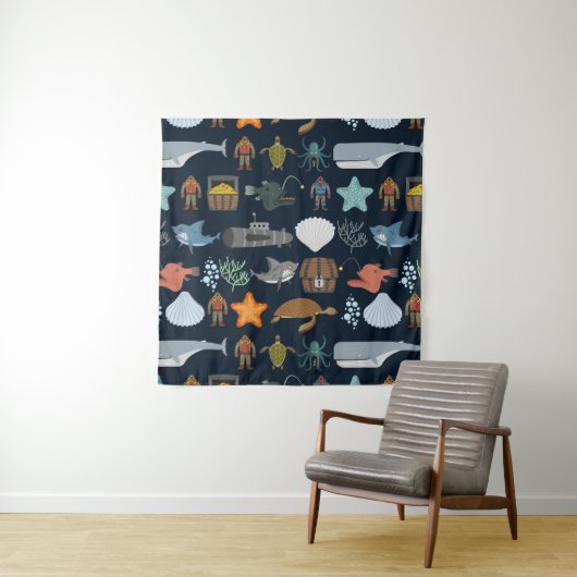 海の住民パターン タペストリー (インサイチュ(横))