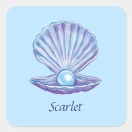海の個人用設定の真珠（青） スクエアシール