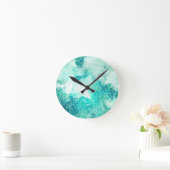 海の側、抽象芸術モザイクプリント。 ラウンド壁時計 (ホーム)