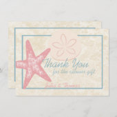 海の傾いたヒトデのカスタム サンキューカード (正面/裏面)
