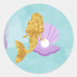 海の党の下のリトル・マーメイドはスティッカーを好む ラウンドシール