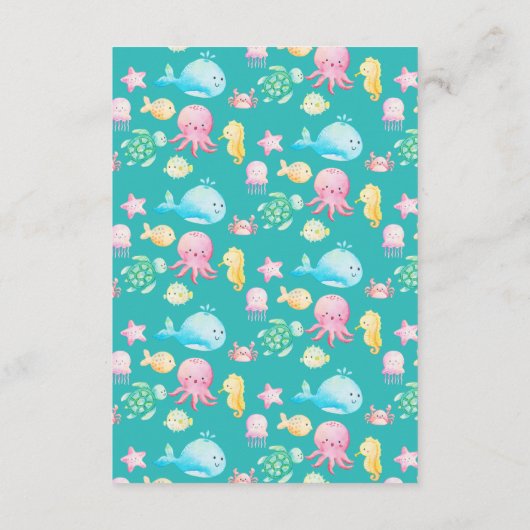 海の冒険の本の下でベビー エンクロージャーカード (裏面)