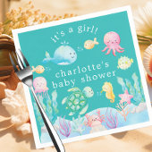 海の冒険の赤ちゃんシャワーの下で スタンダードカクテルナプキン