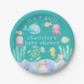 海の冒険の赤ちゃんシャワーの下で ペーパープレート (正面)