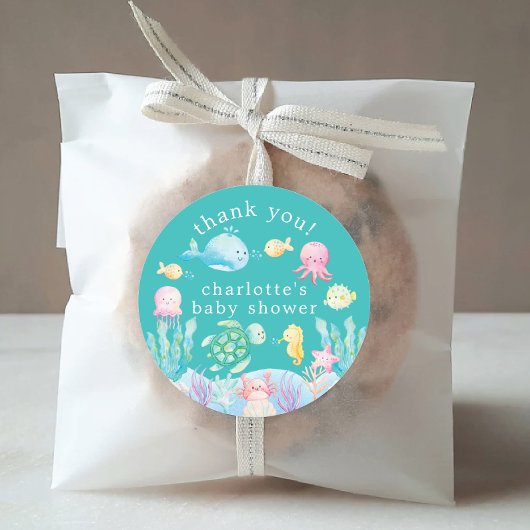 海の冒険の赤ちゃんシャワーの下で ラウンドシール