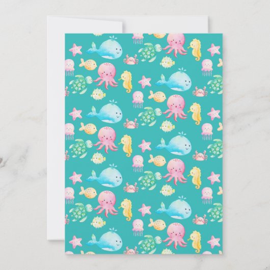 海の冒険の赤ちゃんシャワーの下で 招待状 (裏面)